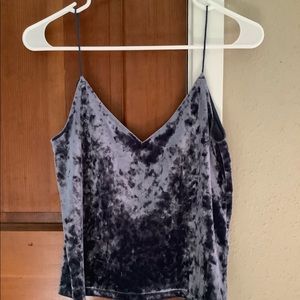 Blue crushed velvet tank top